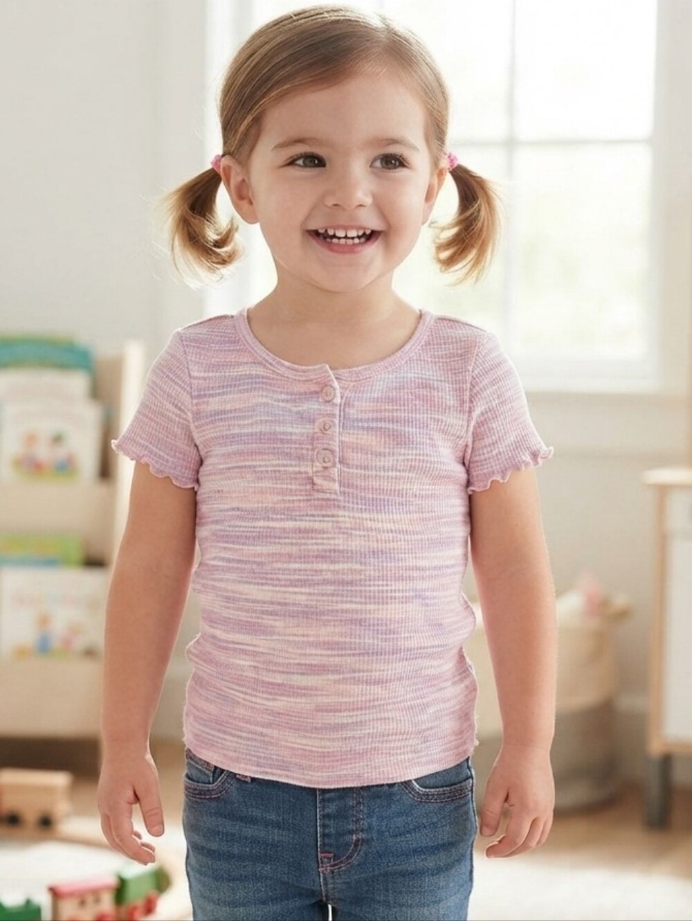 3T Striped Purple Top and Blue Jeans Set